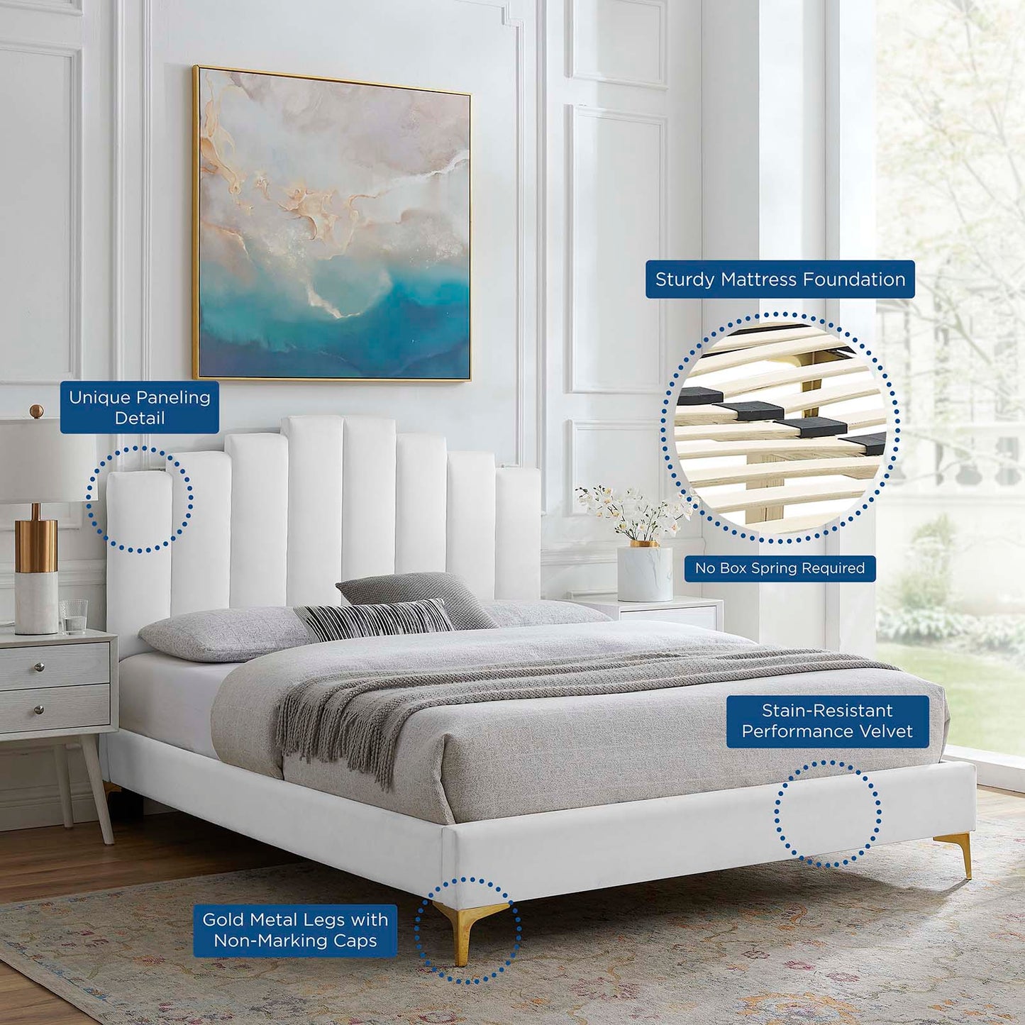 Elise Full Performance Velvet Platform Bed By Modway | Beds | 