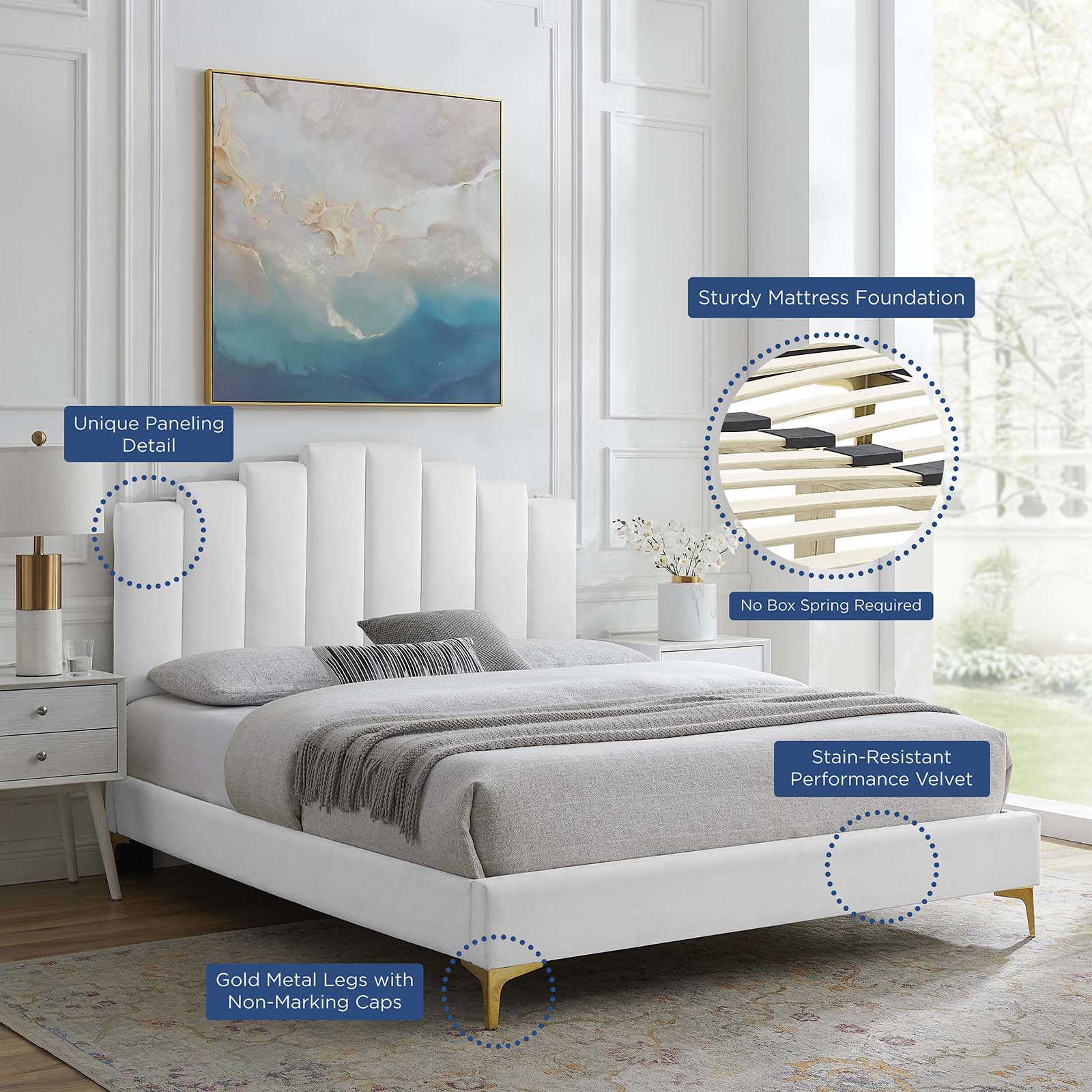 Elise Full Performance Velvet Platform Bed By Modway | Beds | 