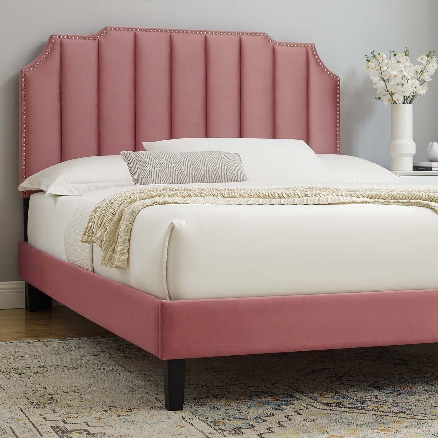 Colette Twin Performance Velvet Platform Bed By Modway - MOD-6884 | Beds - 24