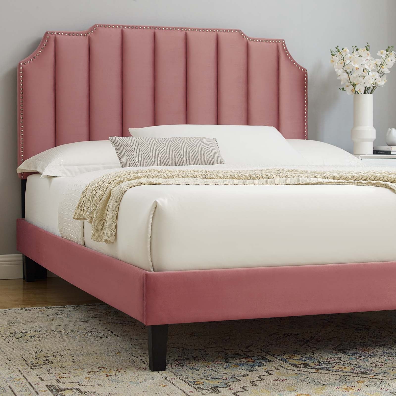 Colette Twin Performance Velvet Platform Bed By Modway - MOD-6884 | Beds - 24