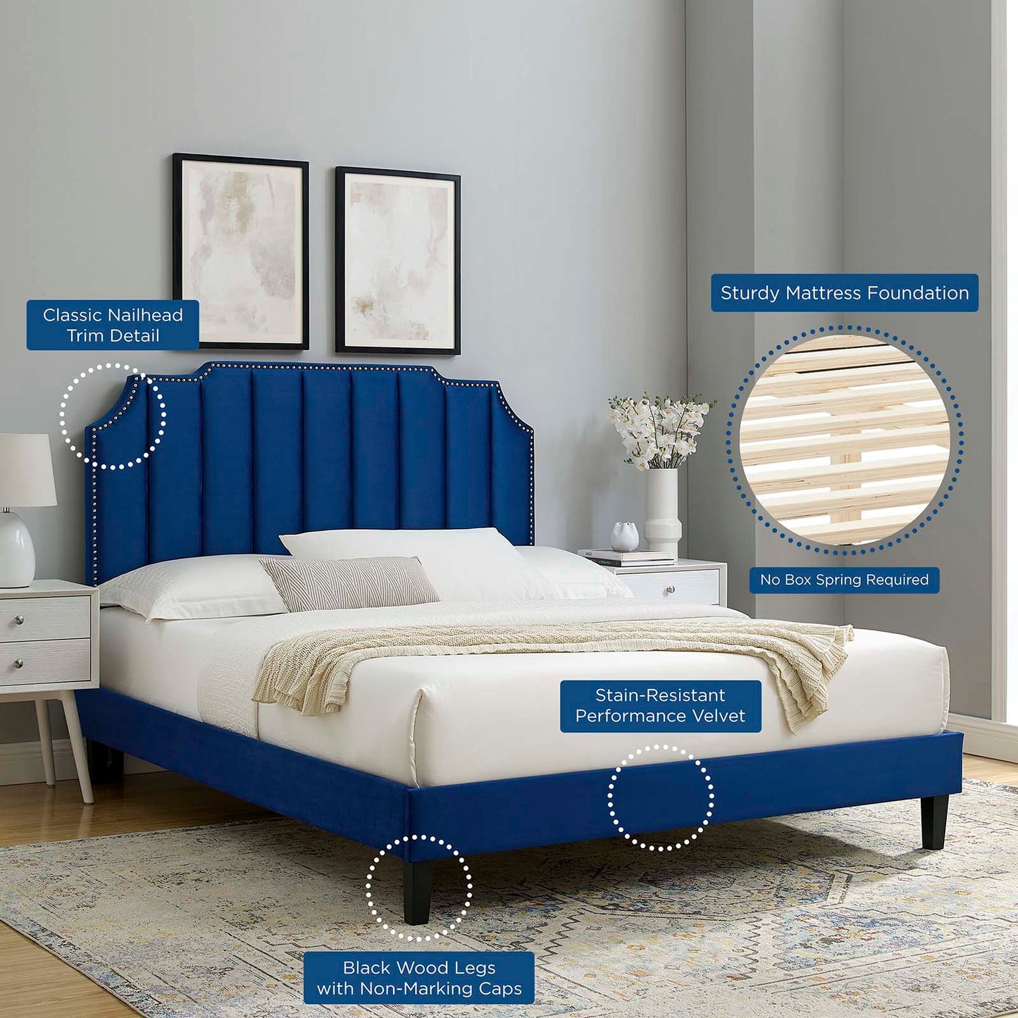 Colette Twin Performance Velvet Platform Bed By Modway - MOD-6884 | Beds - 73
