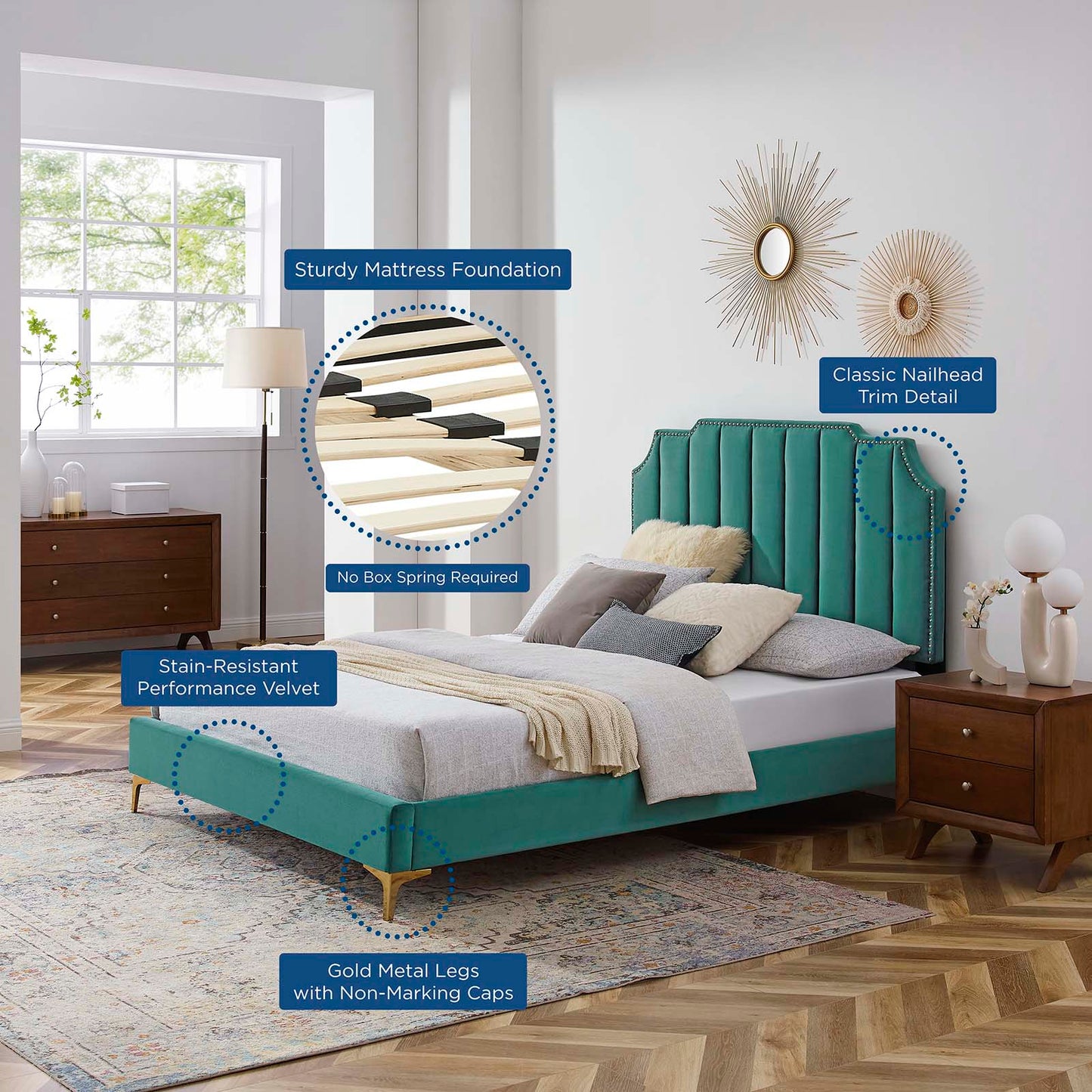 Colette Full Performance Velvet Platform Bed By Modway - MOD-6888 | Beds - 105