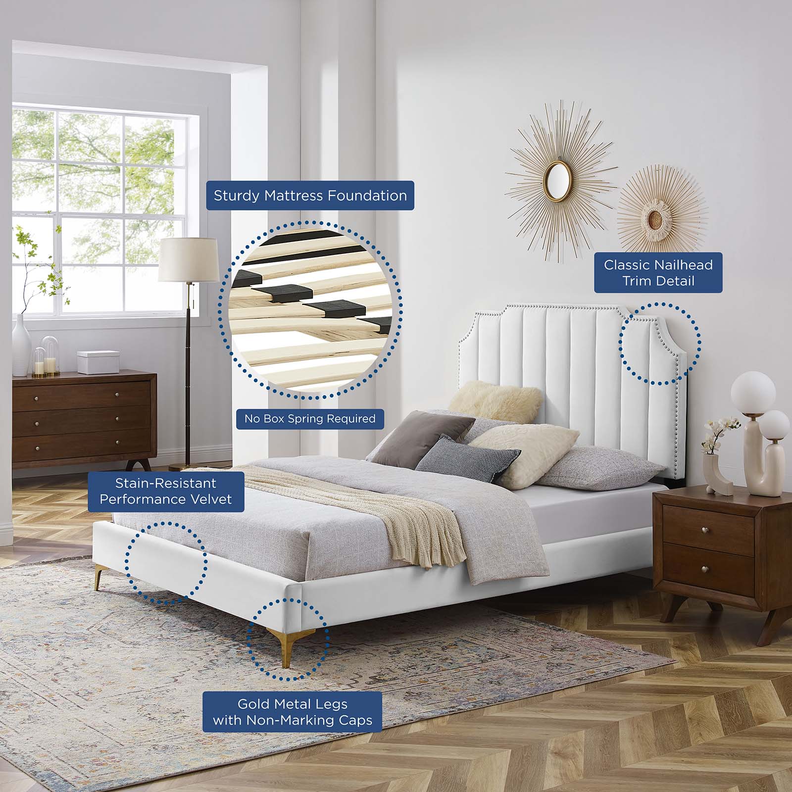 Colette Full Performance Velvet Platform Bed By Modway - MOD-6888 | Beds - 121