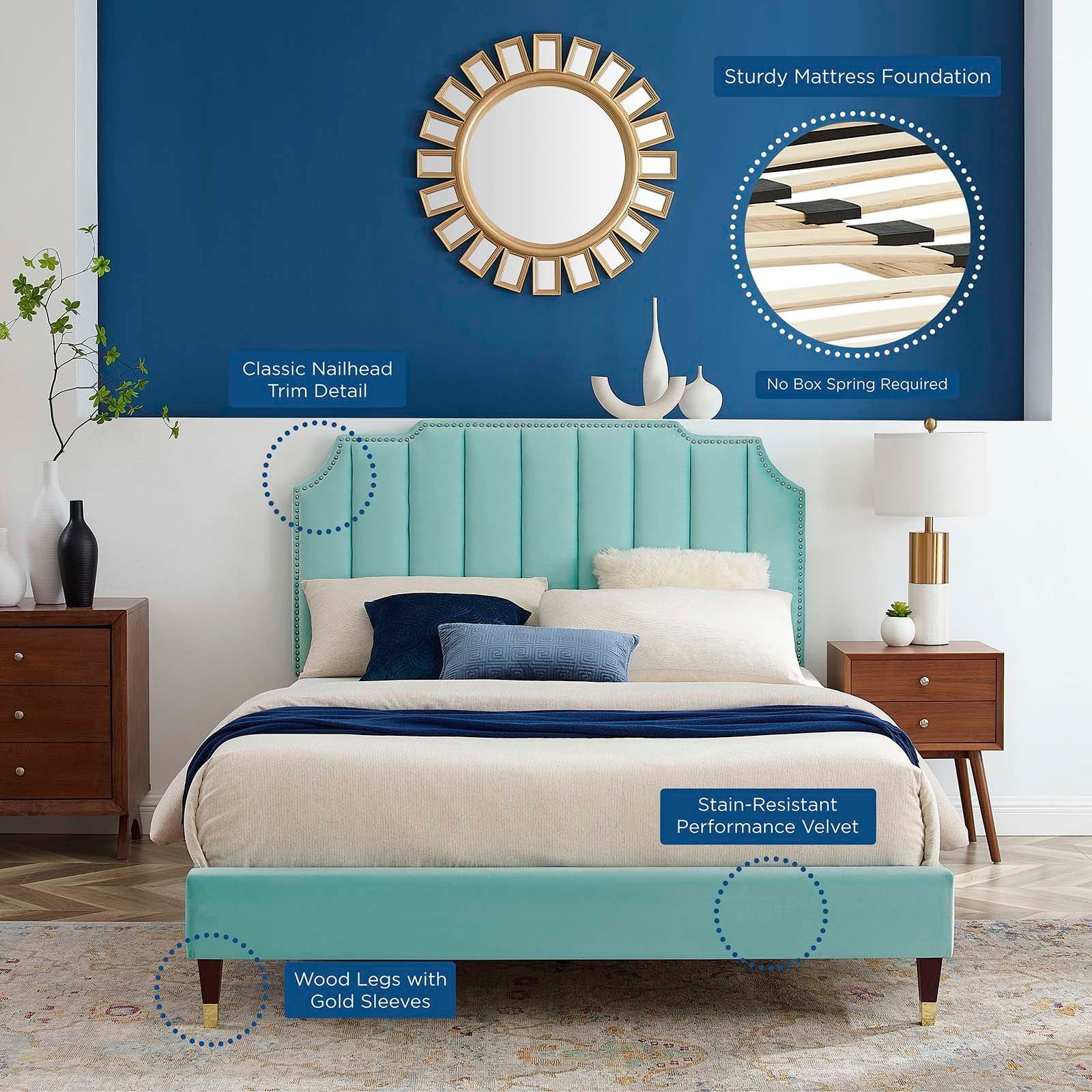 Colette Full Performance Velvet Platform Bed By Modway - MOD-6889 | Beds - 57