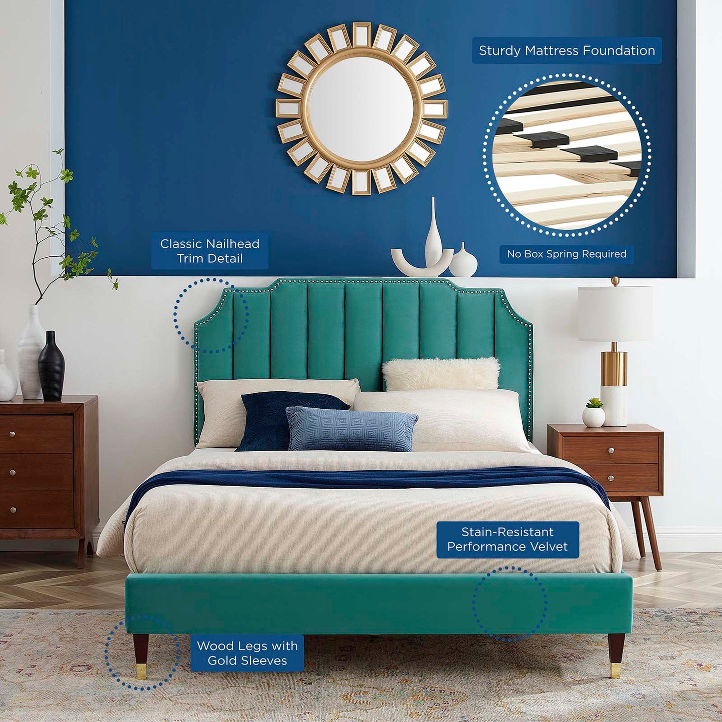 Colette Full Performance Velvet Platform Bed By Modway - MOD-6889 | Beds - 105