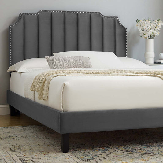 Colette Full Performance Velvet Platform Bed By Modway - MOD-6890 | Beds