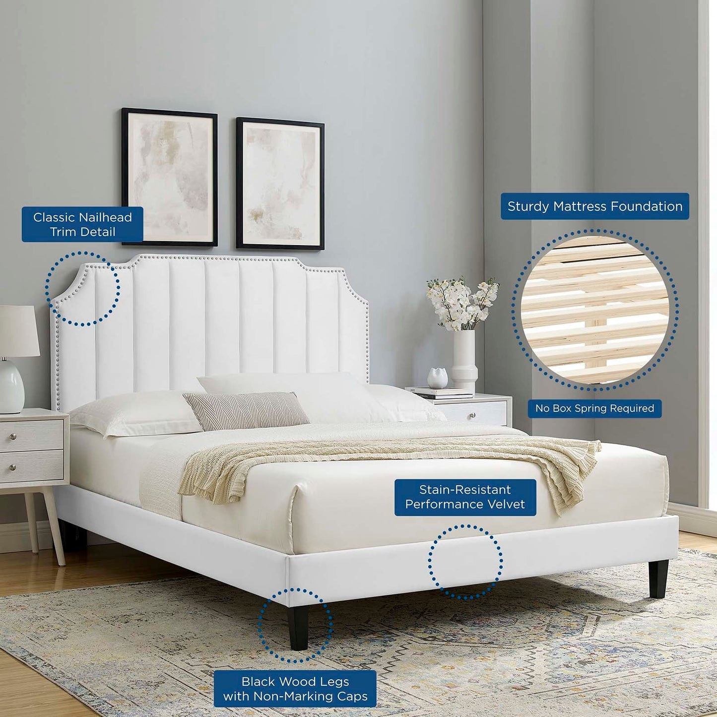 Colette Full Performance Velvet Platform Bed By Modway - MOD-6890 | Beds - 121