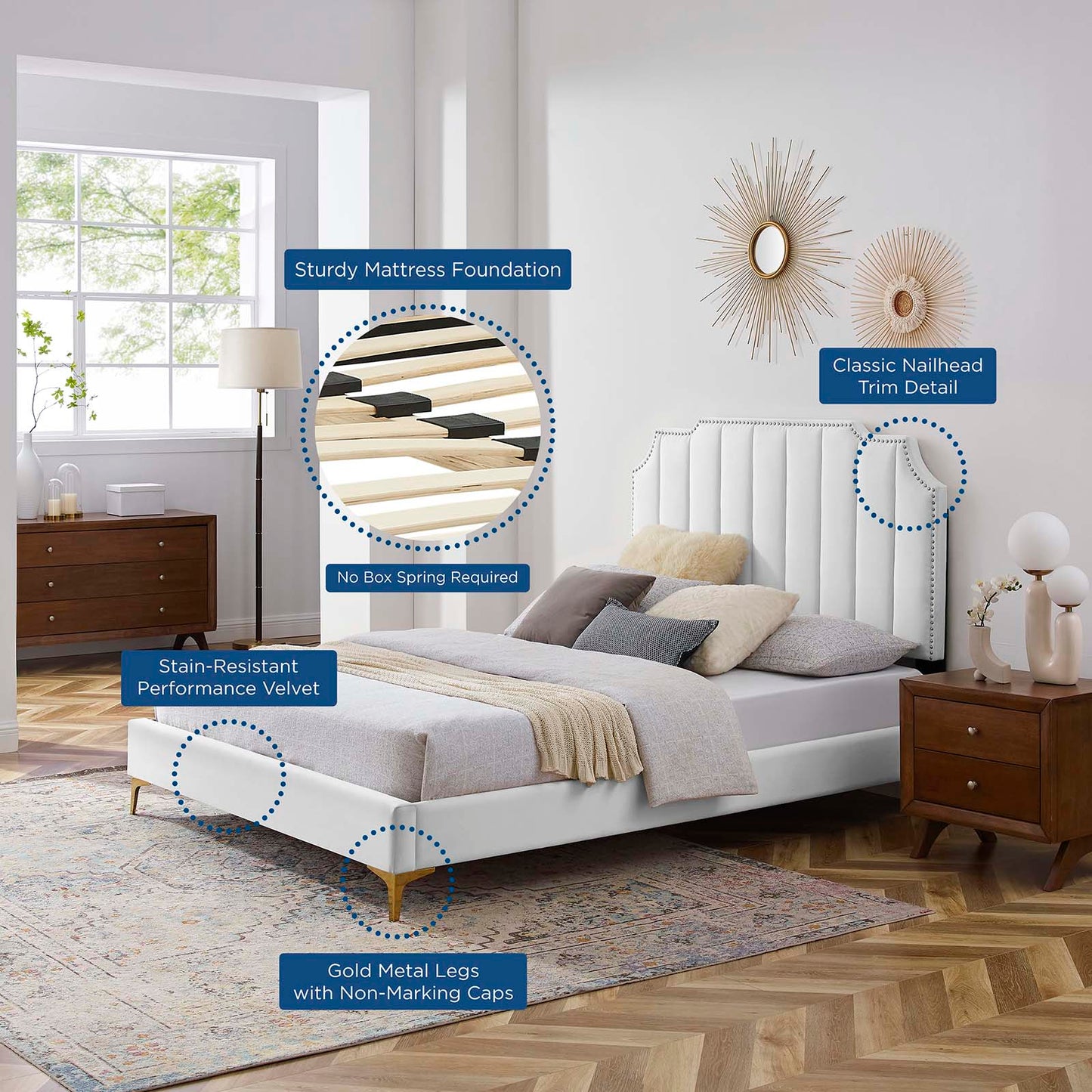 Colette King Performance Velvet Platform Bed By Modway - MOD-6894 | Beds - 121