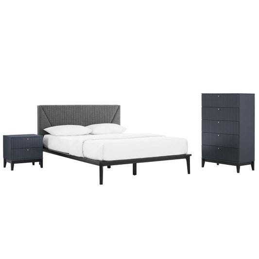 Dakota 3 Piece Upholstered Bedroom Set By Modway - MOD-6962 | Bedroom Sets