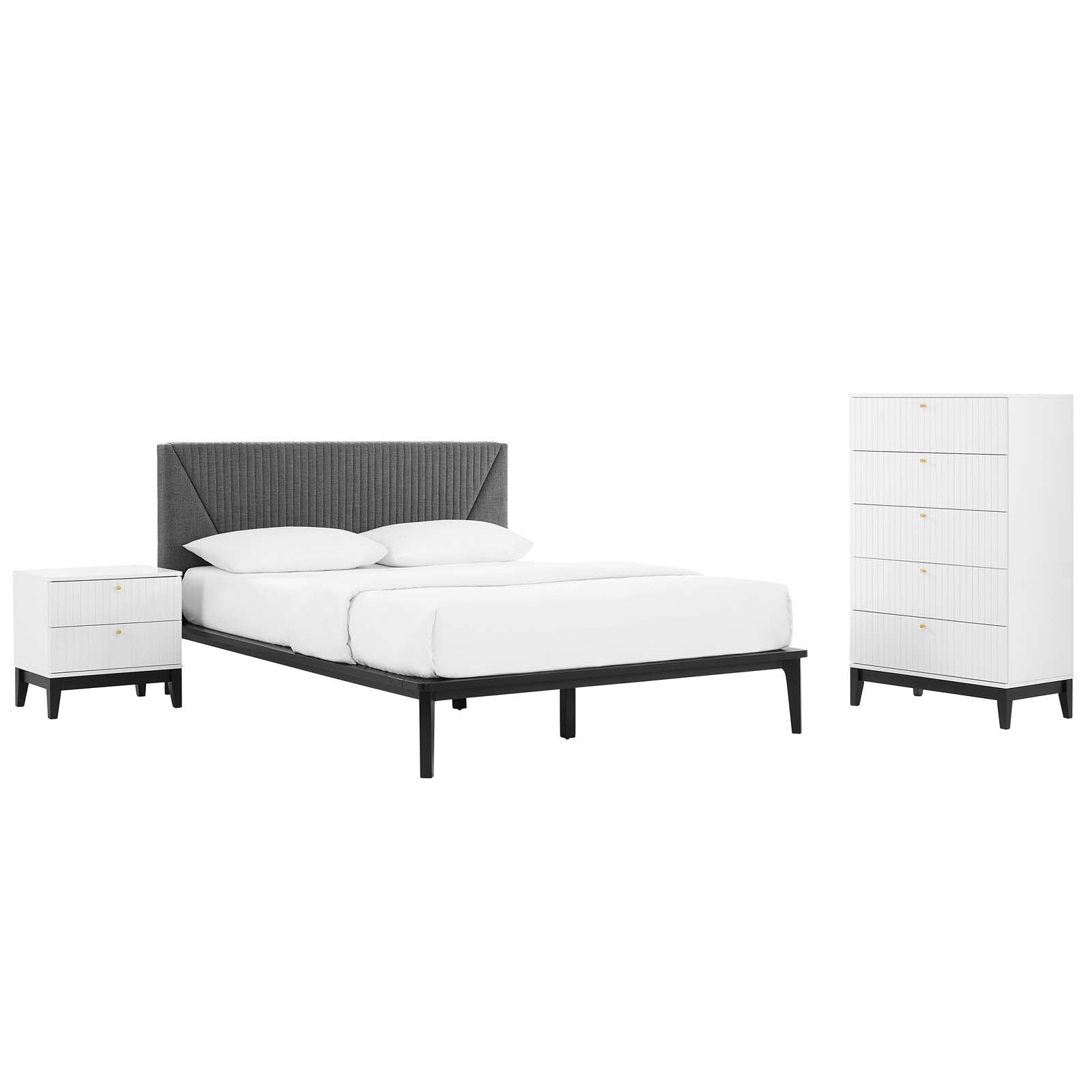 Dakota 3 Piece Upholstered Bedroom Set By Modway - MOD-6962 | Bedroom Sets - 16