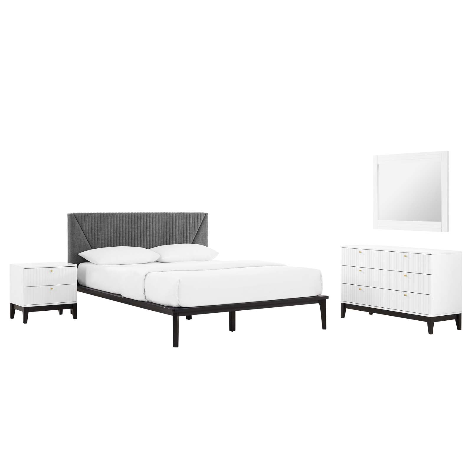 Dakota 4 Piece Upholstered Bedroom Set By Modway | Bedroom Sets - 17