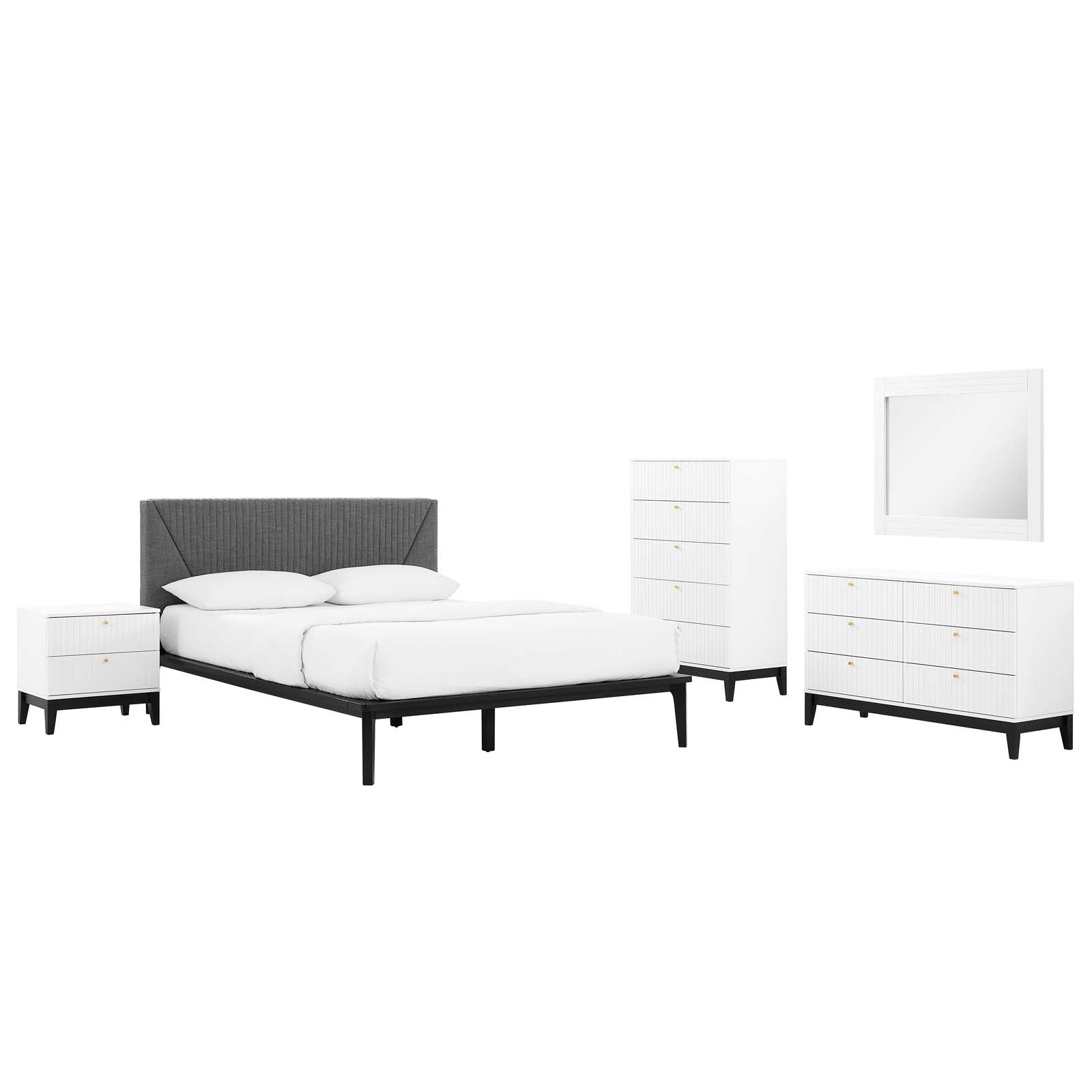 Dakota 5 Piece Upholstered Bedroom Set By Modway | Bedroom Sets - 17