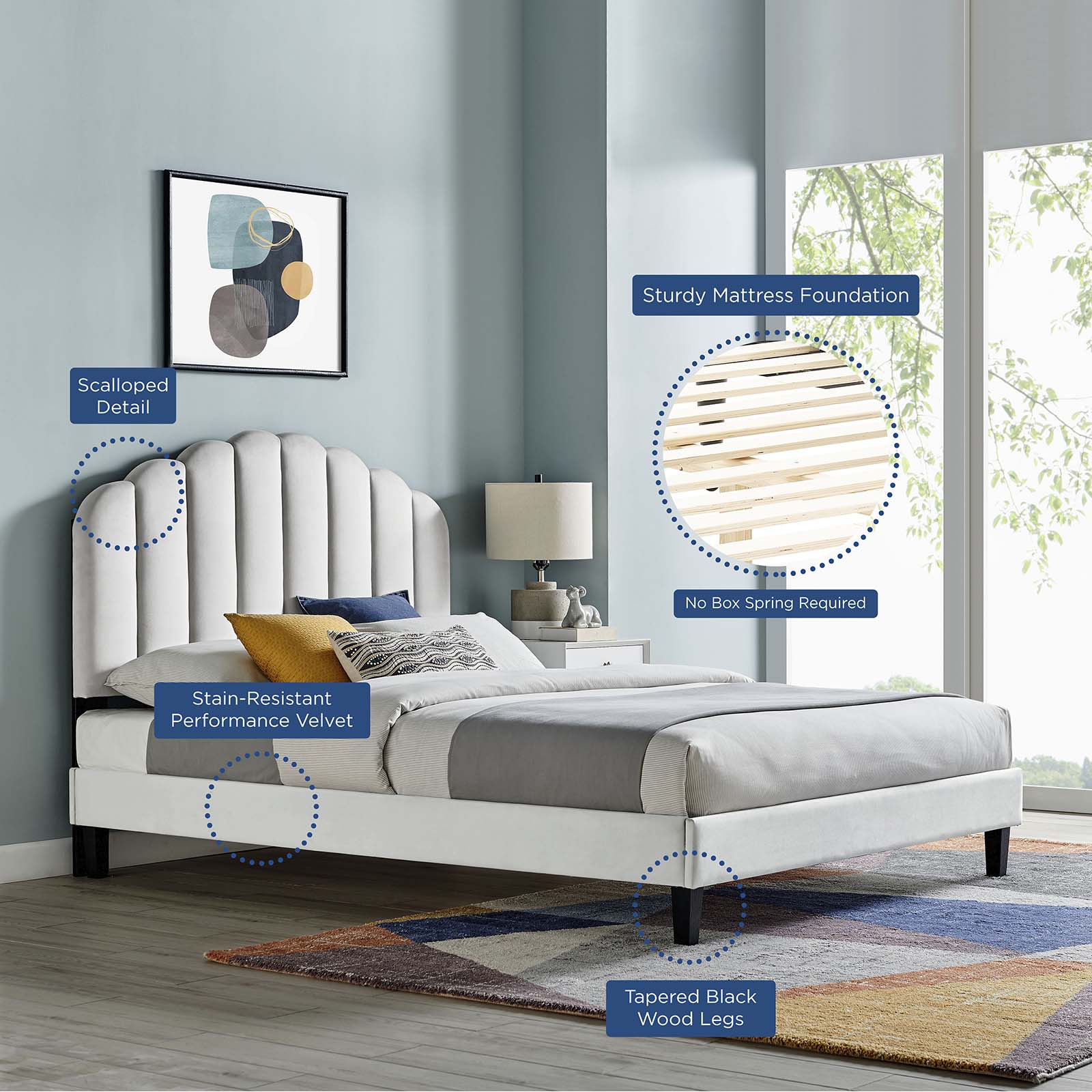 Daisy Performance Velvet Twin Platform Bed By Modway - MOD-7043-CHA | Beds |  Modishstore - 27