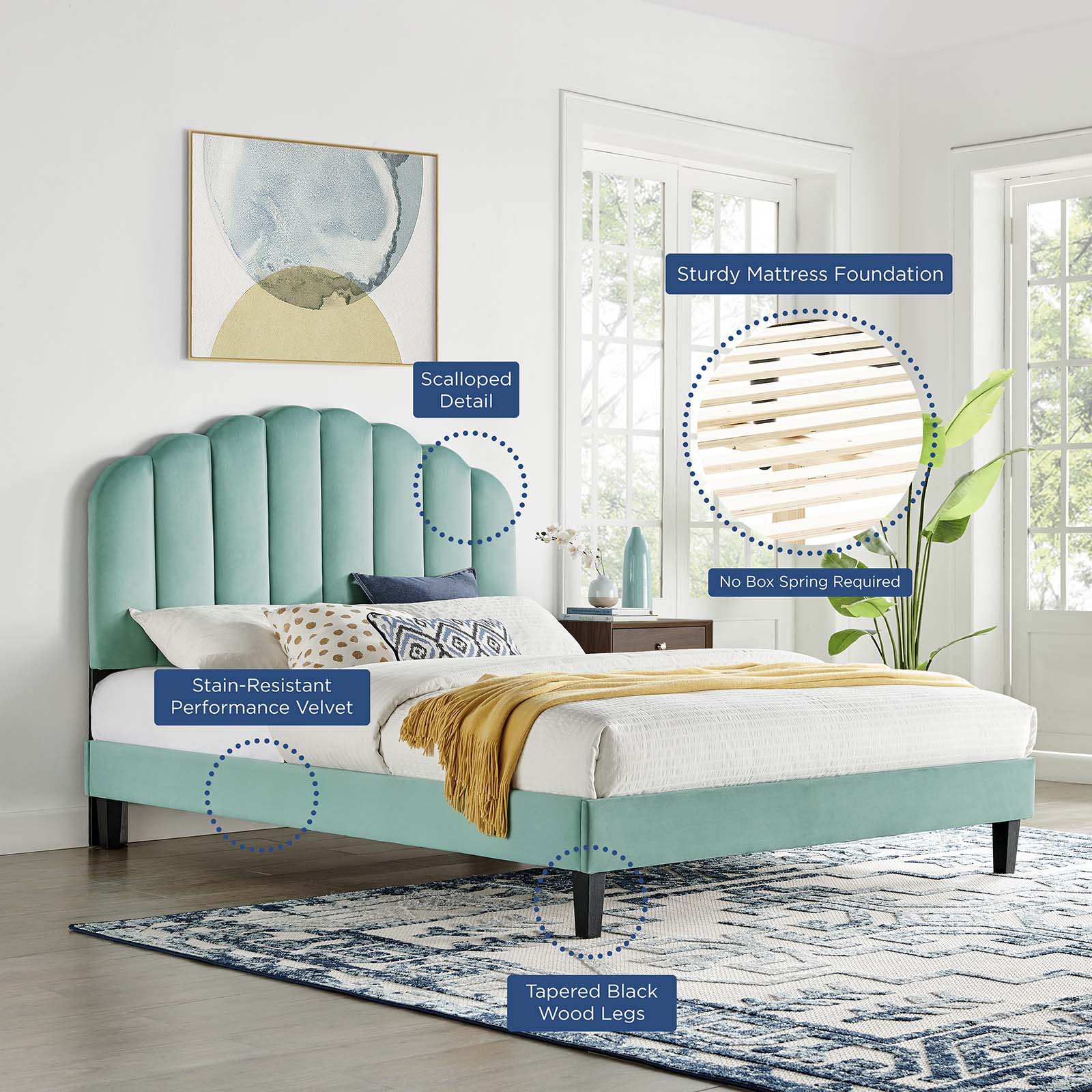 Daisy Performance Velvet Twin Platform Bed By Modway - MOD-7043-CHA | Beds |  Modishstore - 35