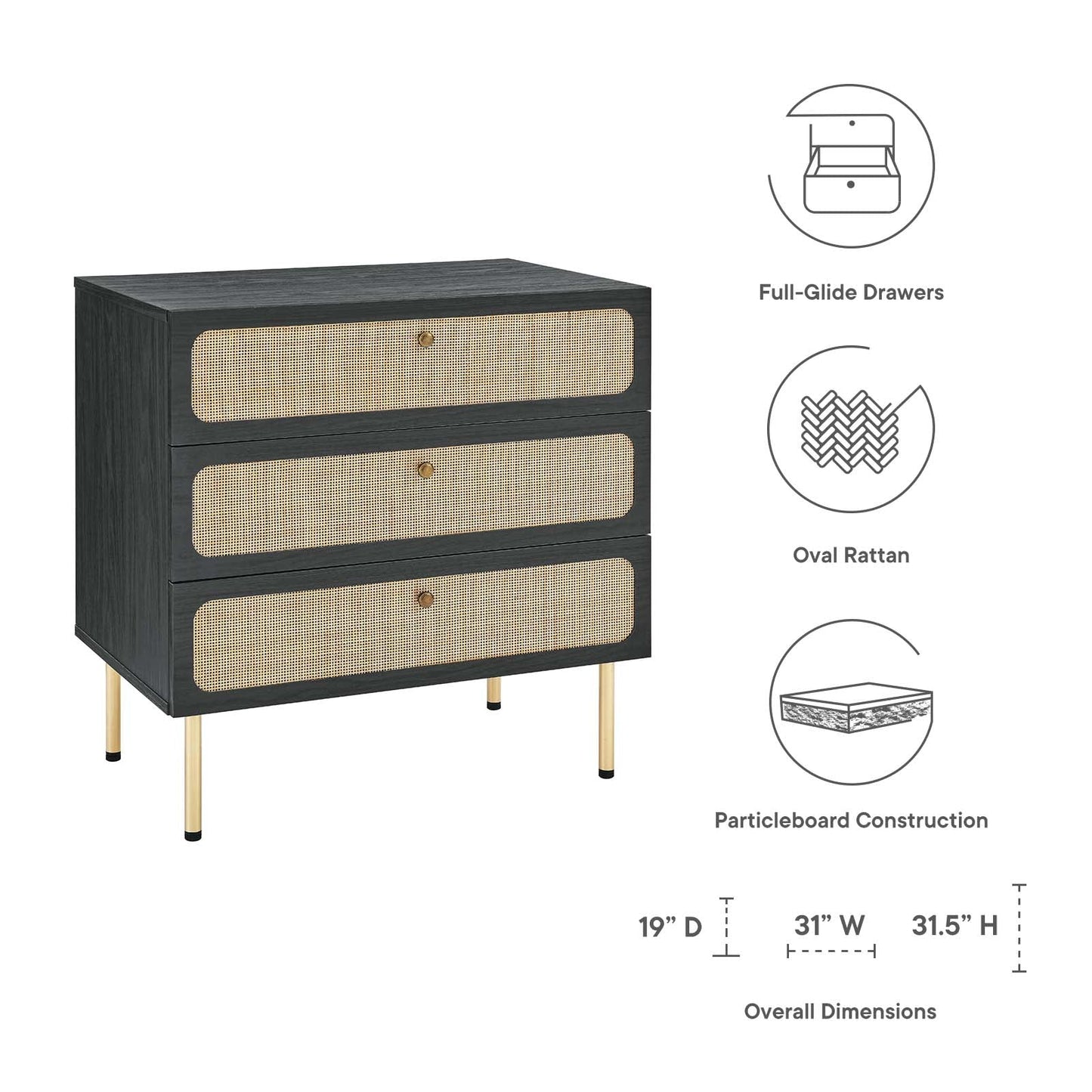 Chaucer 3-Drawer Chest By Modway - MOD-7064 | Drawers - 7