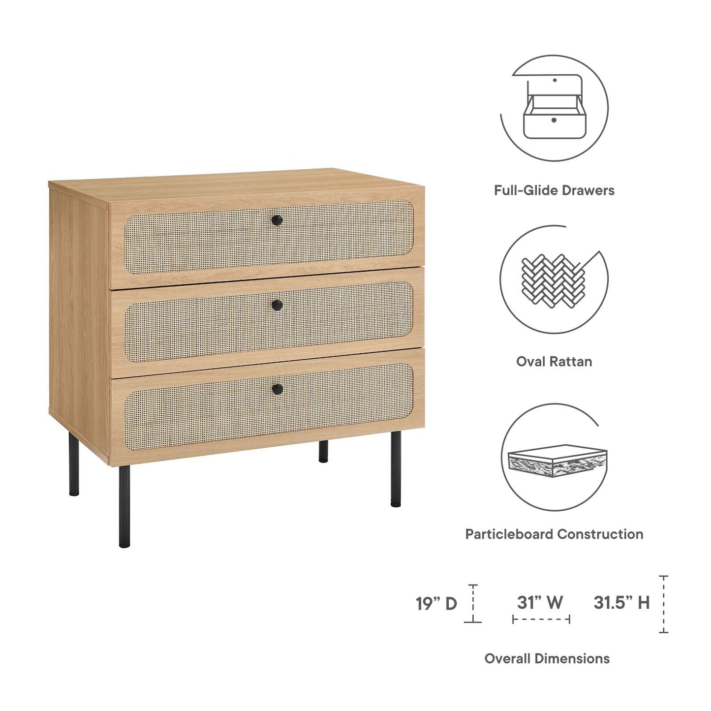 Chaucer 3-Drawer Chest By Modway - MOD-7064 | Drawers - 14