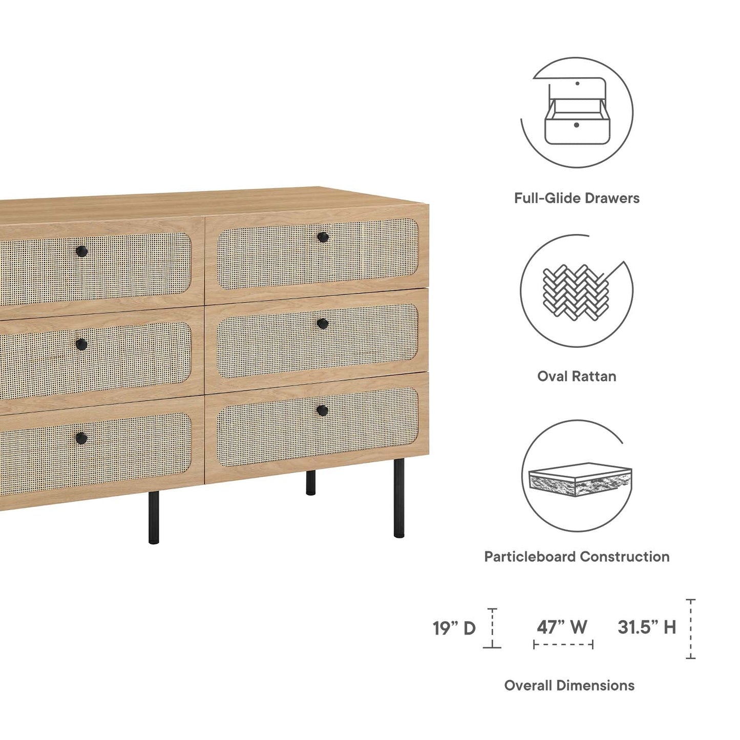 Chaucer 6-Drawer Compact Dresser By Modway - MOD-7066 | Dressers - 14