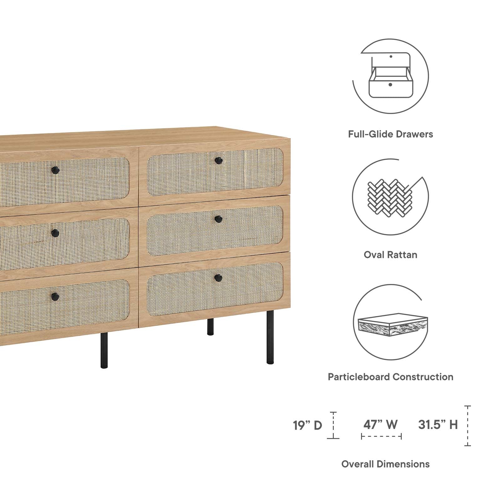Chaucer 6-Drawer Compact Dresser By Modway - MOD-7066 | Dressers - 14