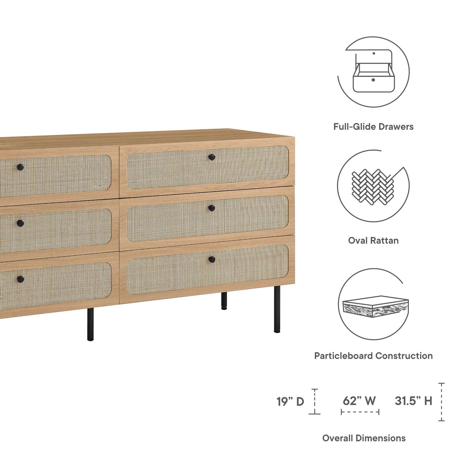 Chaucer 6-Drawer Dresser By Modway - MOD-7067 | Dressers - 14