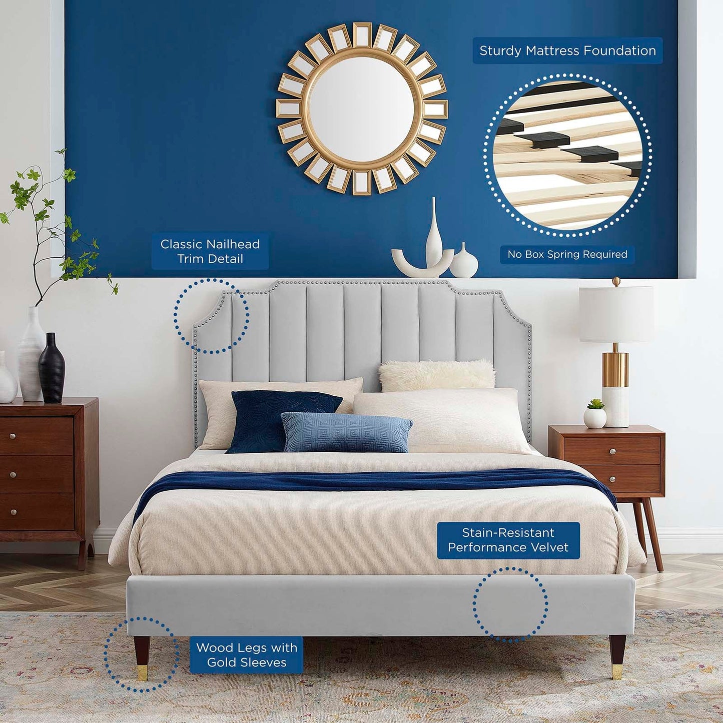 Colette King Performance Velvet Platform Bed By Modway - MOD-7074 | Beds - 41