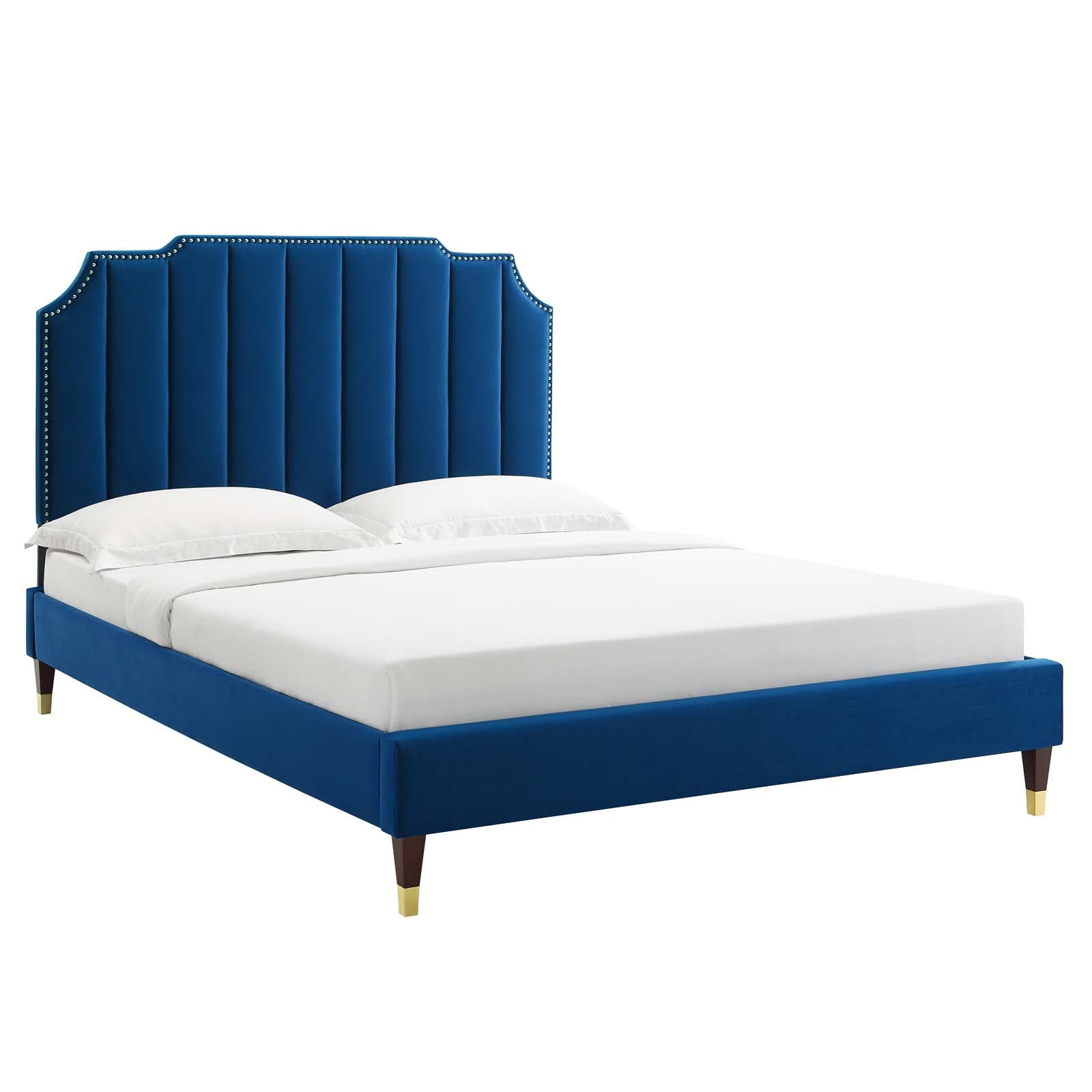 Colette King Performance Velvet Platform Bed By Modway - MOD-7074 | Beds - 65