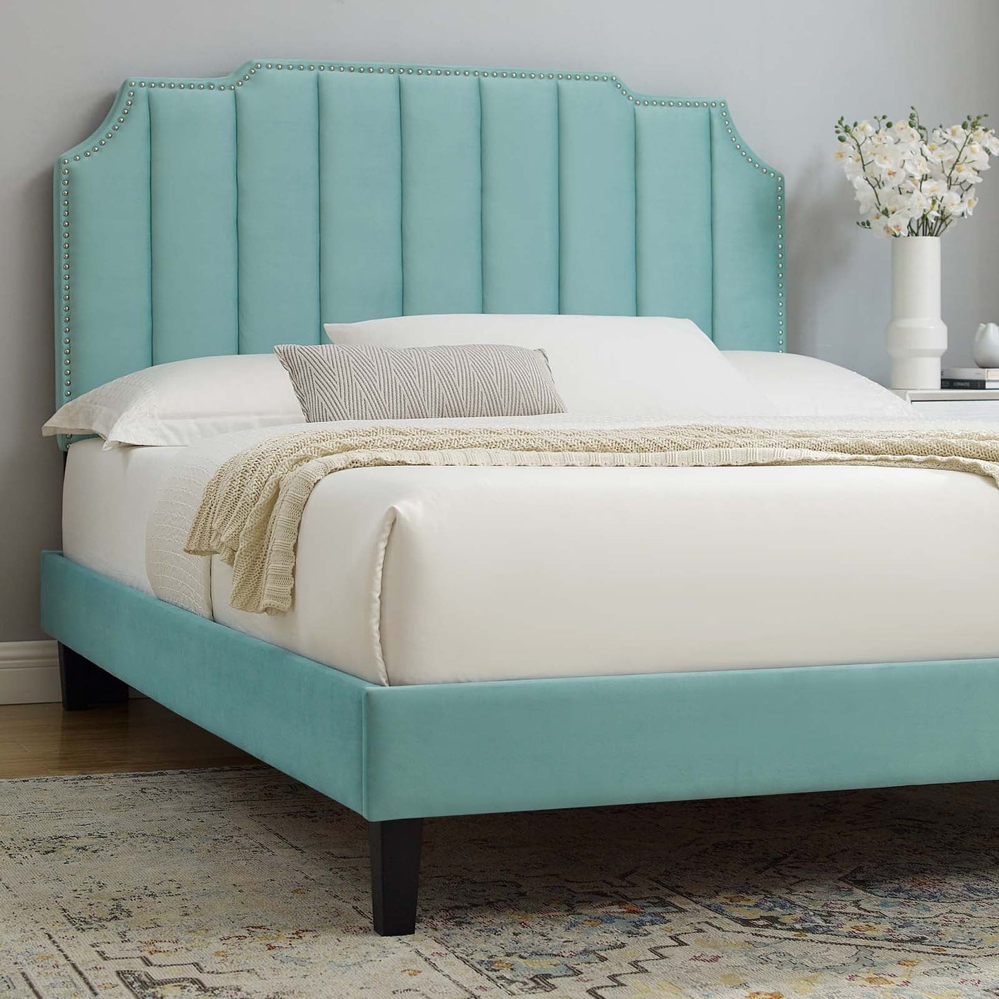 Colette King Performance Velvet Platform Bed By Modway - MOD-7075 | Beds - 56
