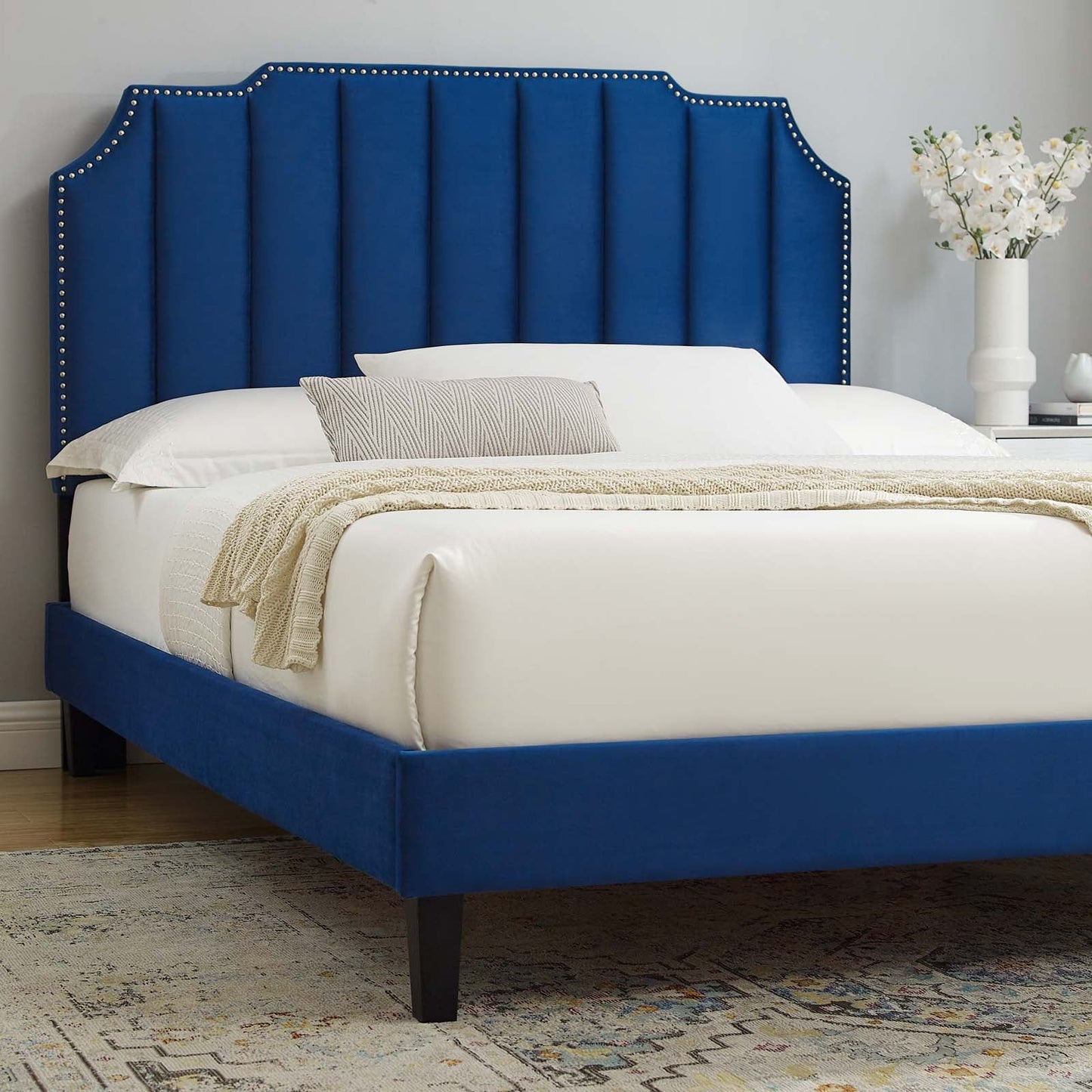 Colette King Performance Velvet Platform Bed By Modway - MOD-7075 | Beds - 72