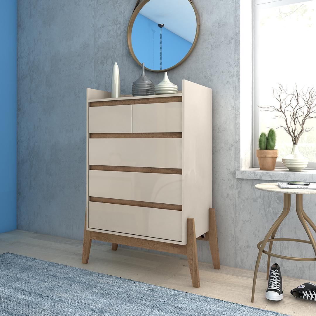 Manhattan Comfort Essence 48.23" Tall Dresser with 5 Full Extension Drawers