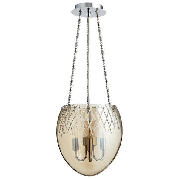 Cyan Design 3 Light Blue Etched Pendant Lamp - Chrome