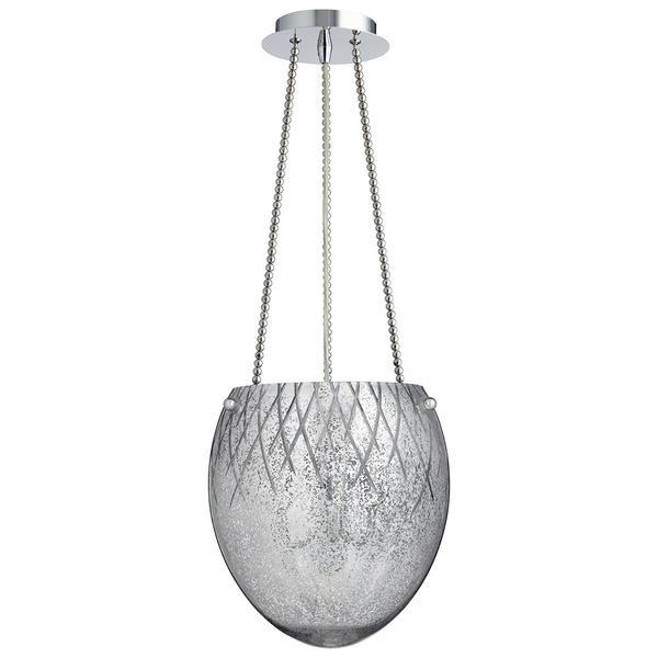 Cyan Design 3 Light Blue Etched Pendant Lamp - Chrome