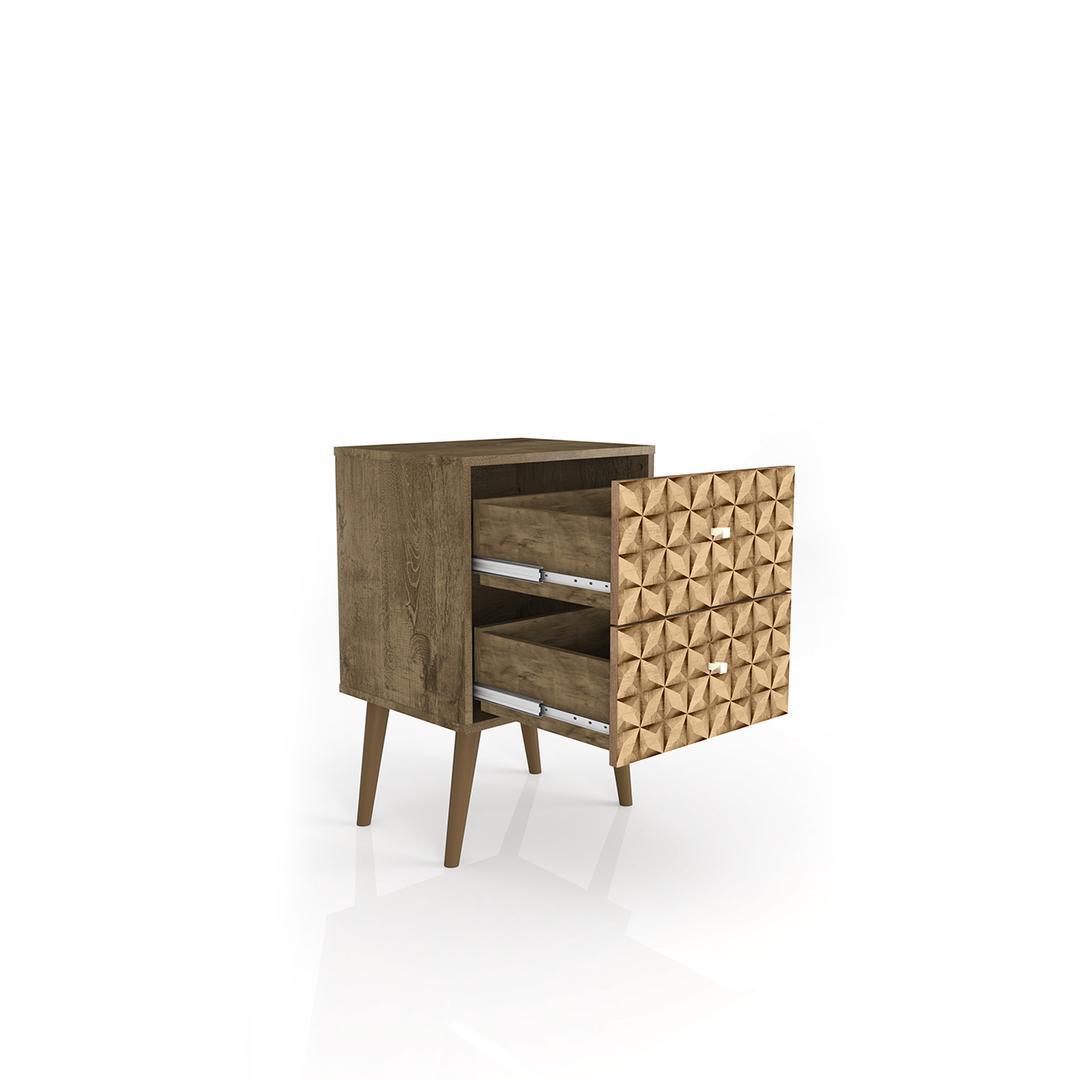 Manhattan Comfort Liberty Mid Century - Modern Nightstand 2.0 with 2 Full Extension Drawers