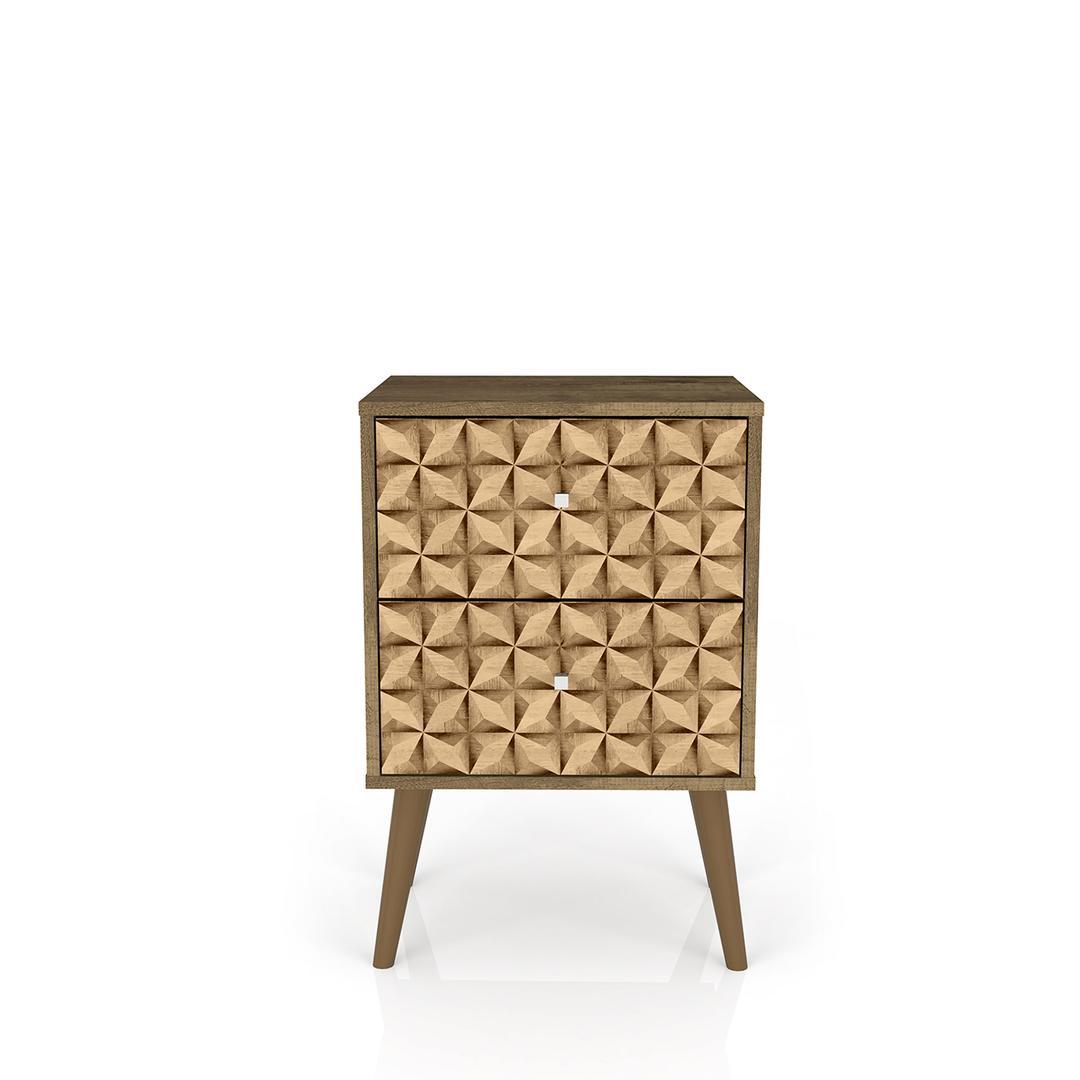 Manhattan Comfort Liberty Mid Century - Modern Nightstand 2.0 with 2 Full Extension Drawers
