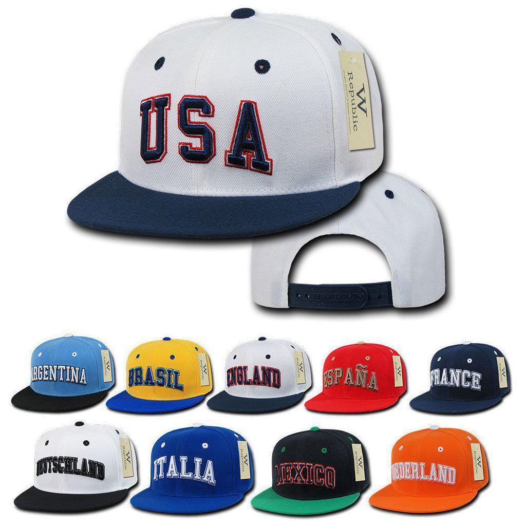 1 Dozen Country Logo Freshmen Pro 6 Panel Flat Bill Baseball Caps Hats Wholesale