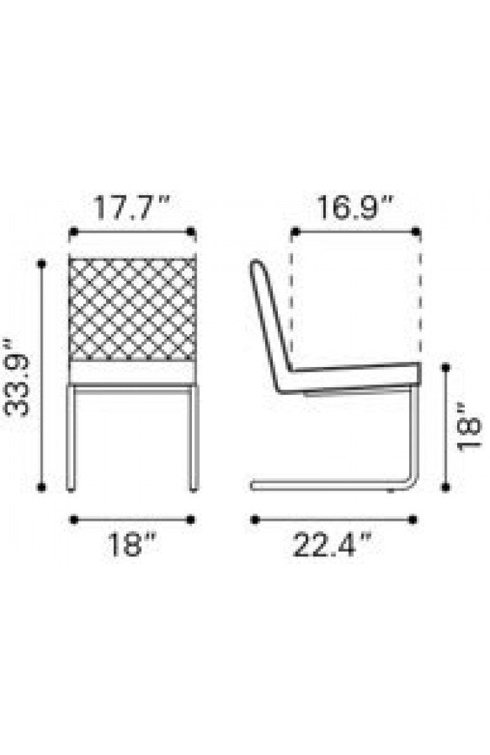 Zuo Quilt Armless Dining Chair - Set Of 2