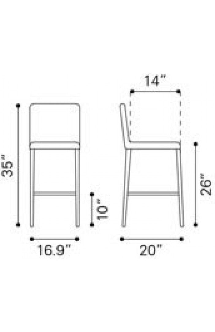 Zuo Confidence Counter Chair - Set Of 2