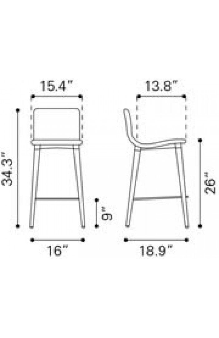 Zuo Jericho Counter Chair - Set Of 2