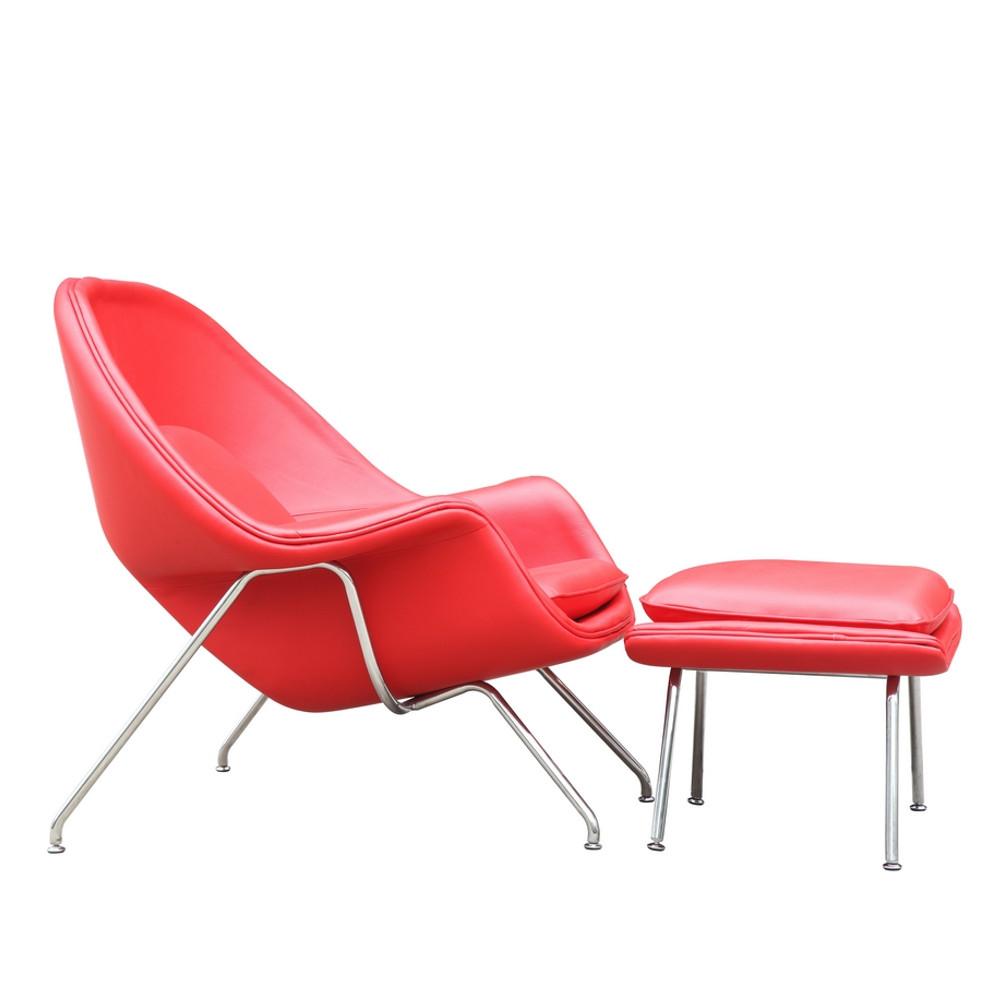 Fine Mod Imports Woom Chair and Ottoman in Leather