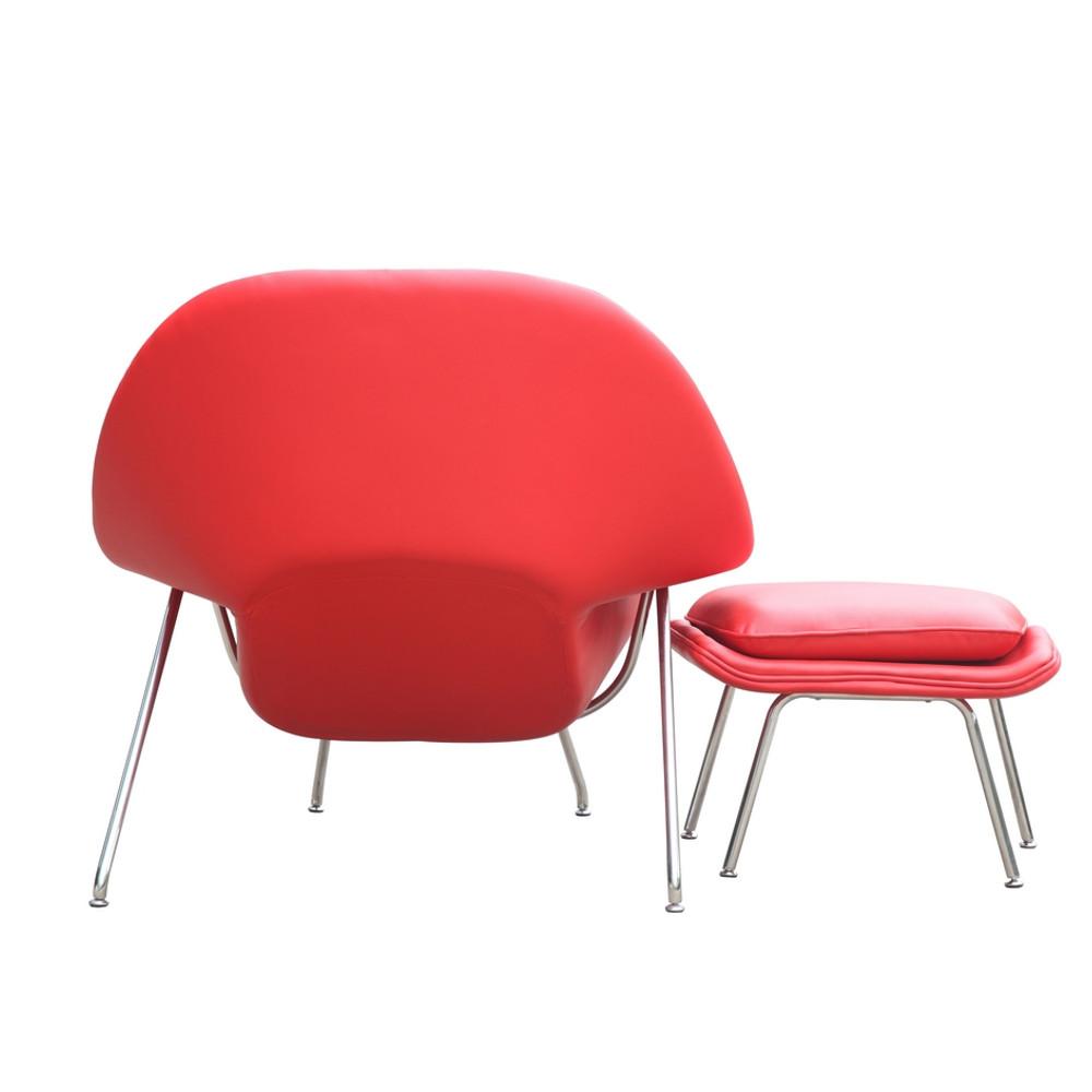 Fine Mod Imports Woom Chair and Ottoman in Leather