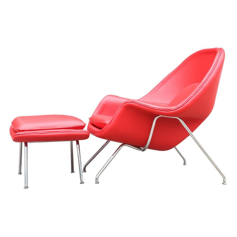 Fine Mod Imports Woom Chair and Ottoman in Leather