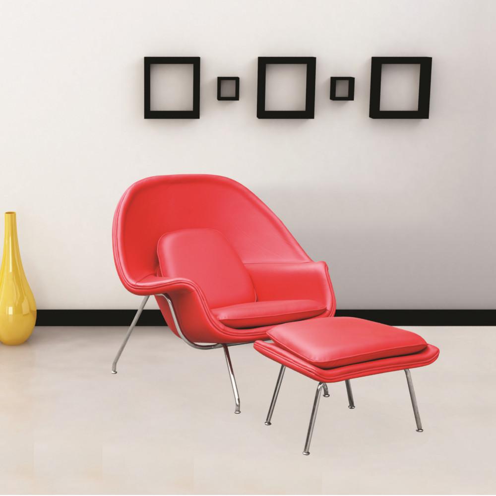 Fine Mod Imports Woom Chair and Ottoman in Leather