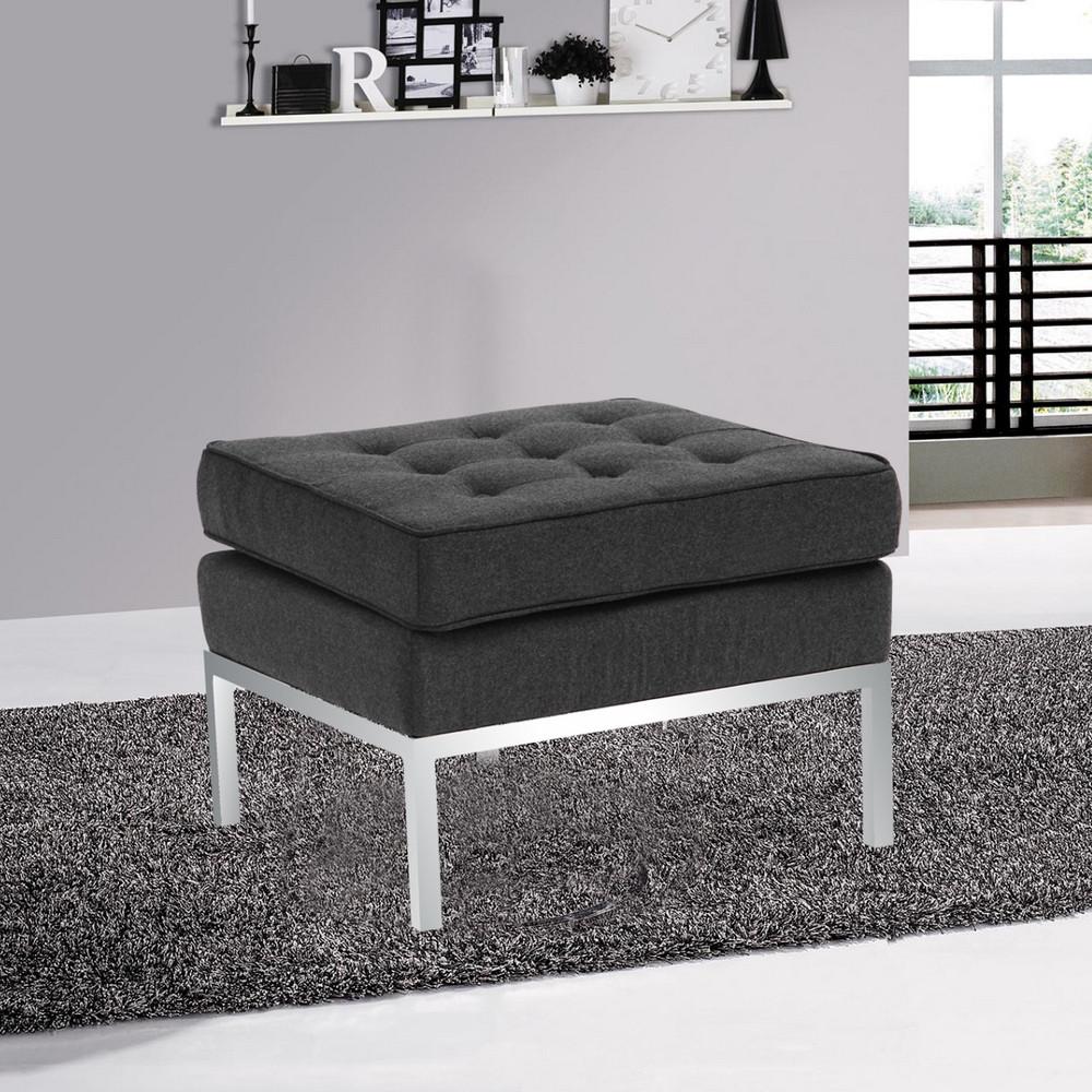 Fine Mod Imports Button Ottoman in Wool