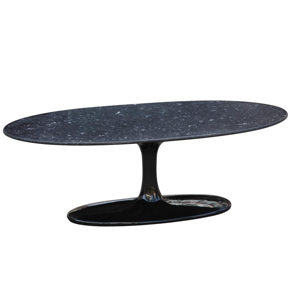 Fine Mod Imports Flower Coffee Table Oval Marble Top