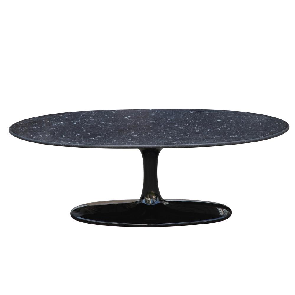 Fine Mod Imports Flower Coffee Table Oval Marble Top