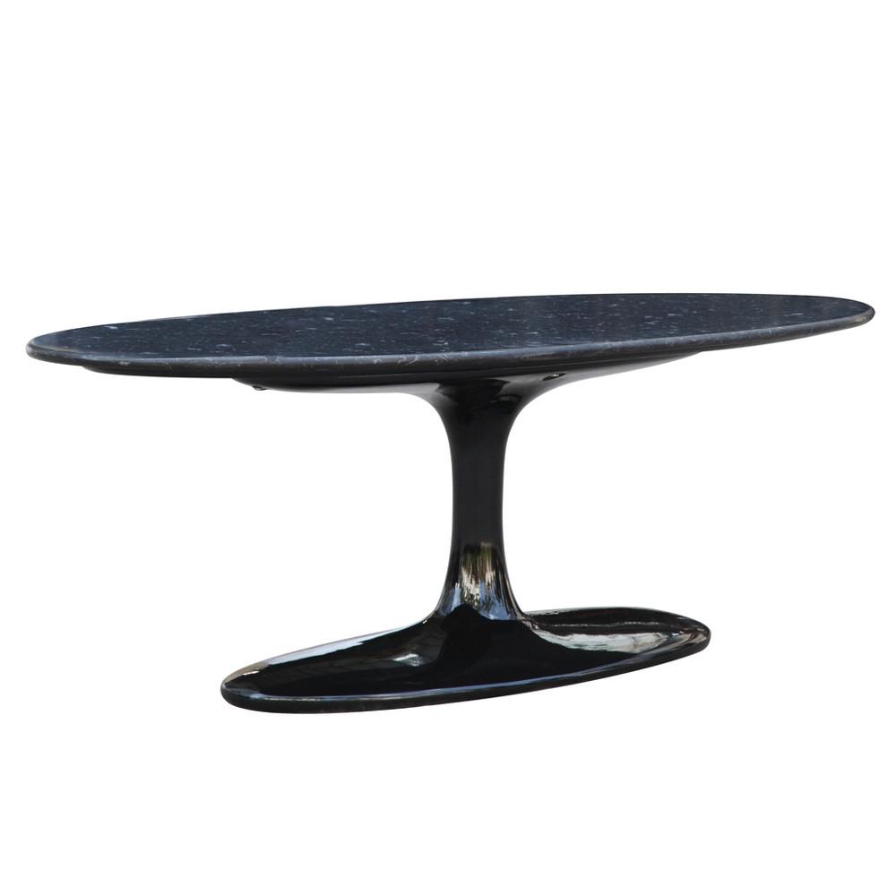 Fine Mod Imports Flower Coffee Table Oval Marble Top