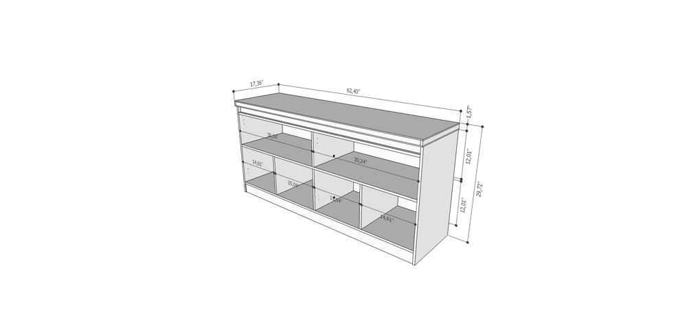 Manhattan Comfort Viennese 62.99" - 6 Shelf Buffet Cabinet  - Modish Store