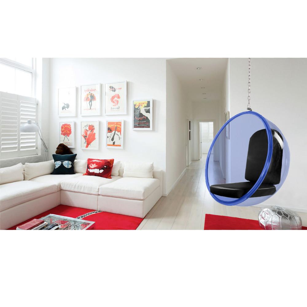Fine Mod Imports Bubble Hanging Chair Blue Acrylic