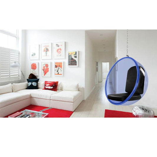 Fine Mod Imports Bubble Hanging Chair Blue Acrylic