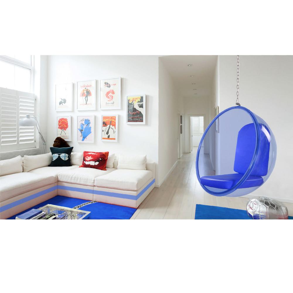 Fine Mod Imports Bubble Hanging Chair Blue Acrylic