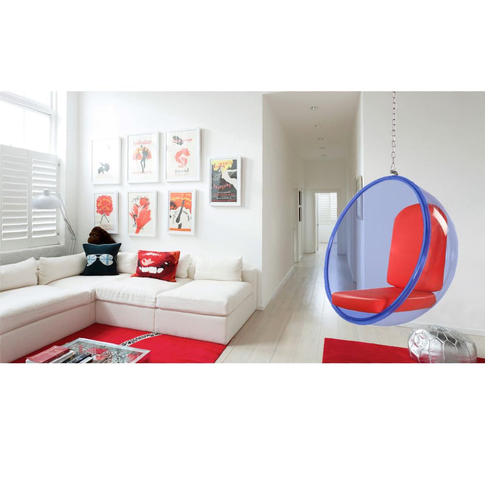 Fine Mod Imports Bubble Hanging Chair Blue Acrylic