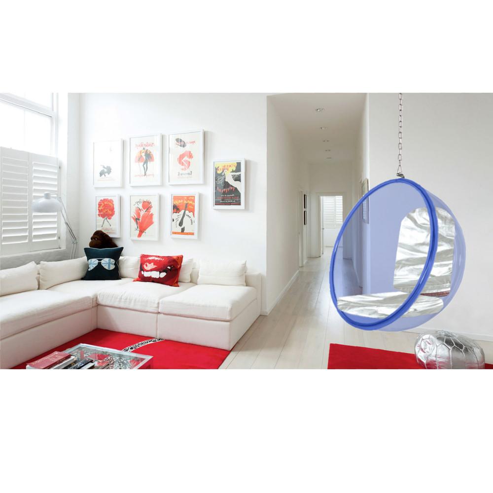 Fine Mod Imports Bubble Hanging Chair Blue Acrylic